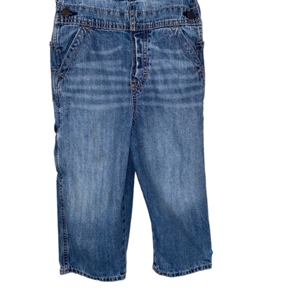OSHKOSH B'GOSH Classic Overalls, Distressed Blue Denim, Toddler Size 4T - Picture 4 of 9